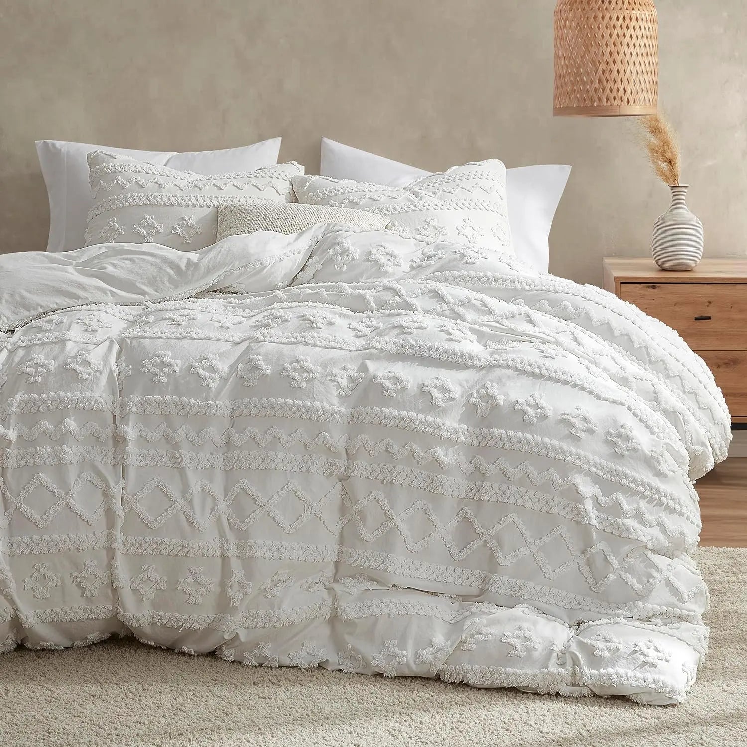 Oli Anderson Tufted Boho Fluffy Comforter Set - 3 Piece