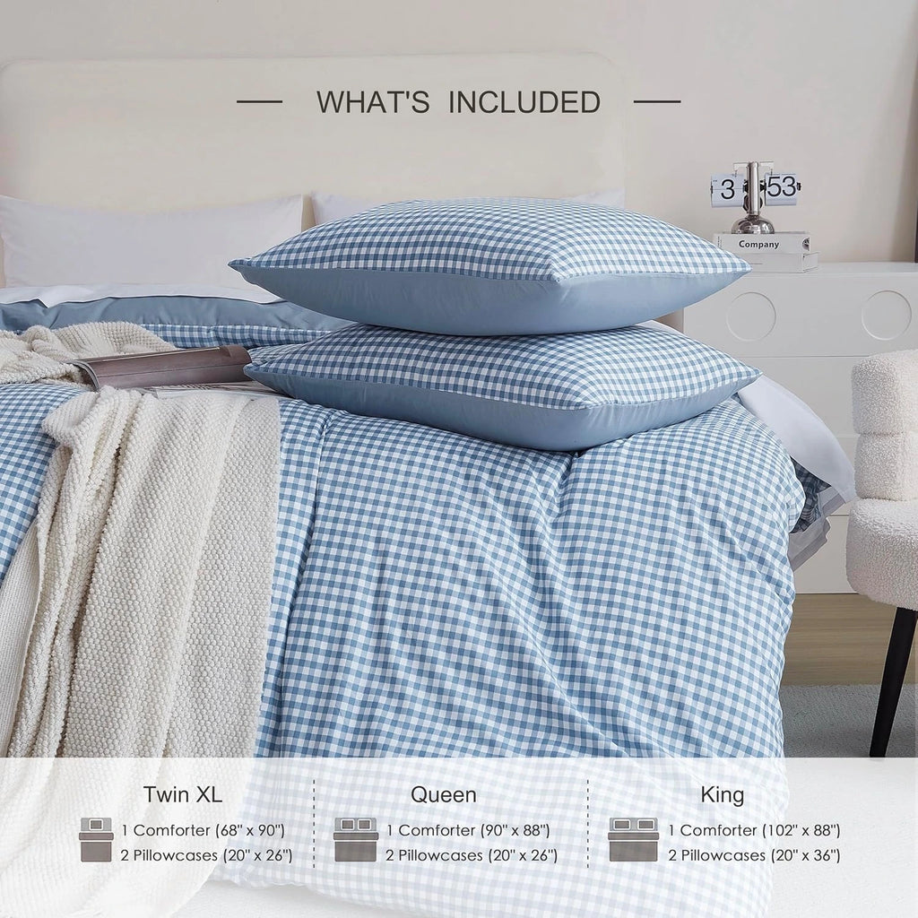 Oli Anderson Reversible Fluffy Checkered Comforter Set - 3 Piece