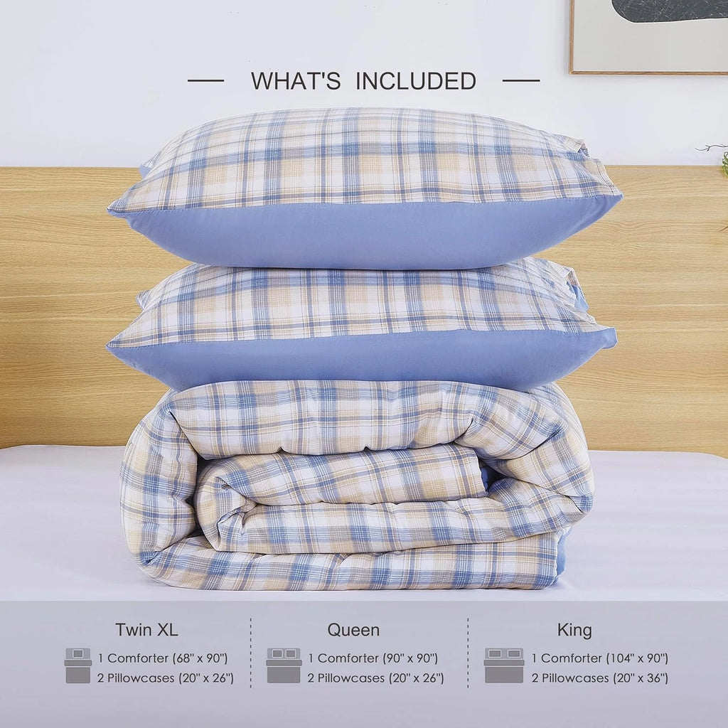 Oli Anderson Reversible Fluffy Checkered Comforter Set - 3 Piece