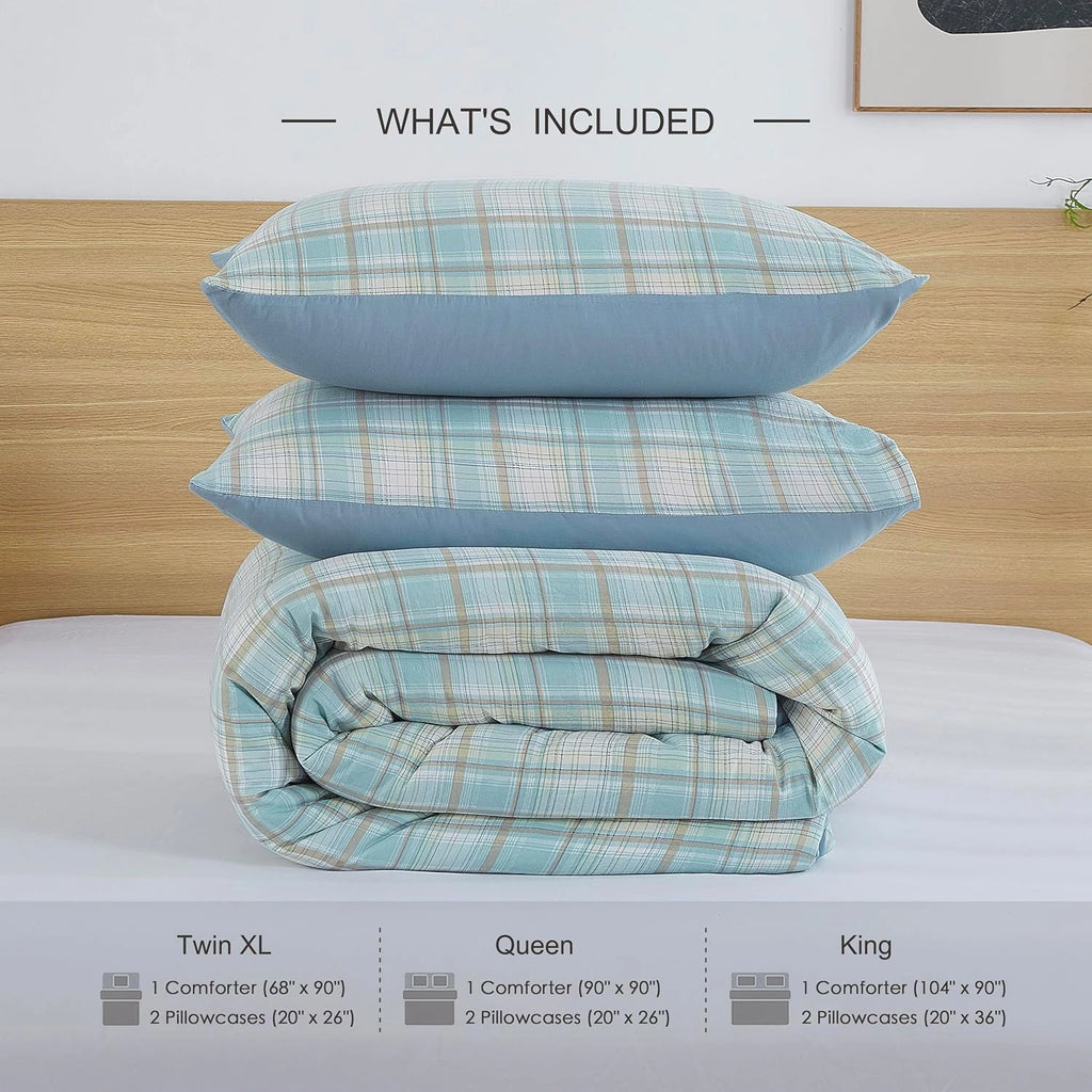 Oli Anderson Reversible Fluffy Checkered Comforter Set - 3 Piece