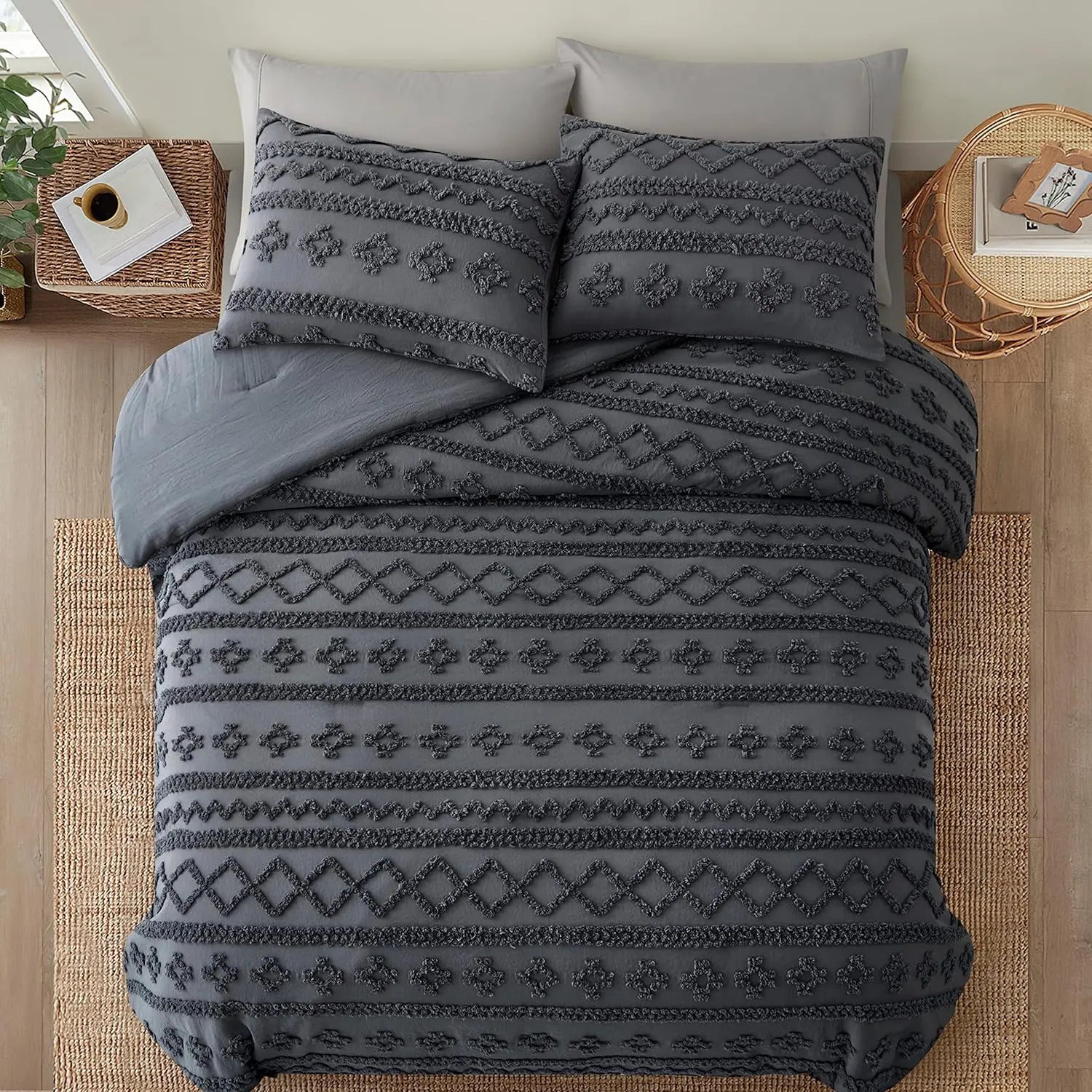 Oli Anderson Tufted Boho Fluffy Comforter Set - 3 Piece