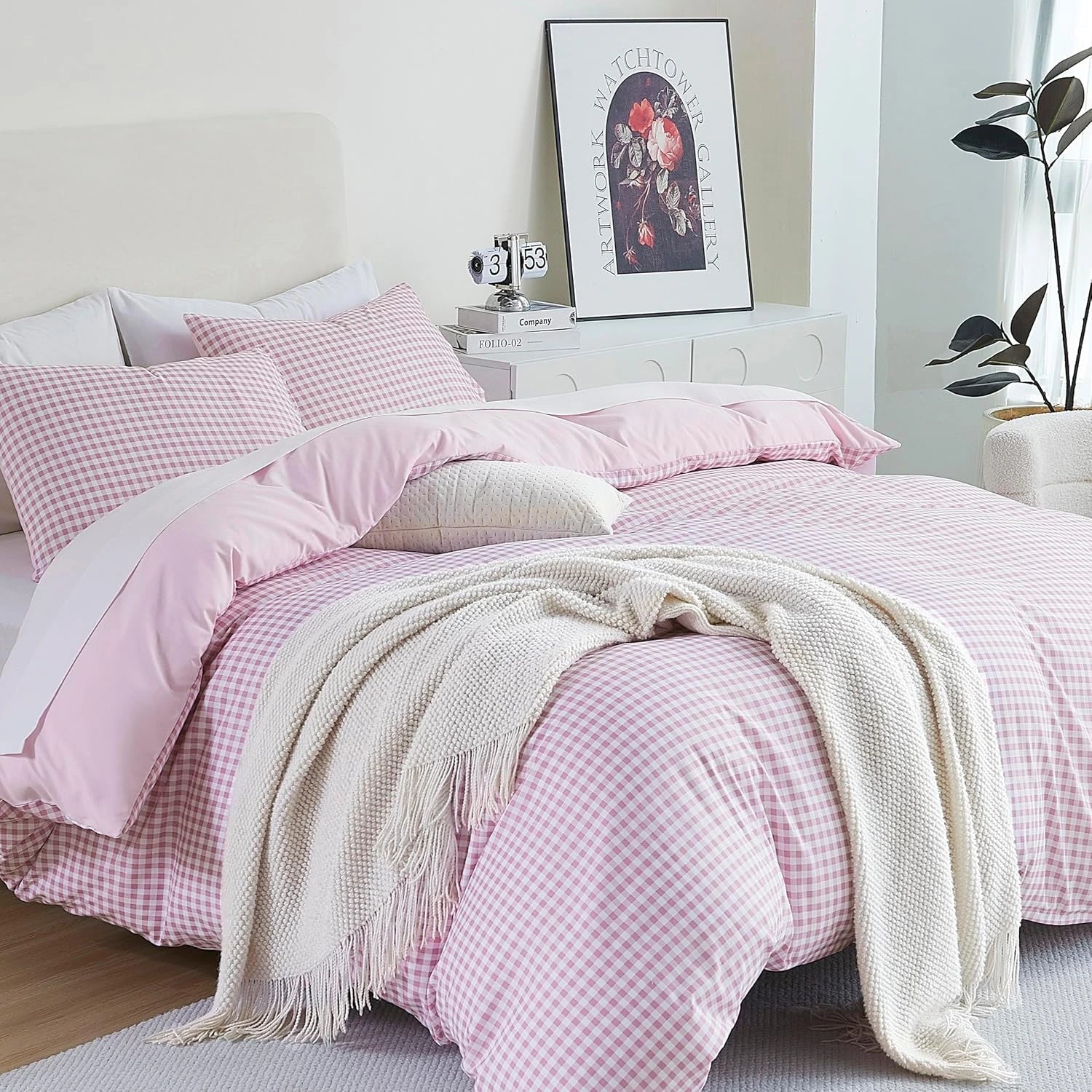 Oli Anderson Reversible Fluffy Checkered Comforter Set - 3 Piece