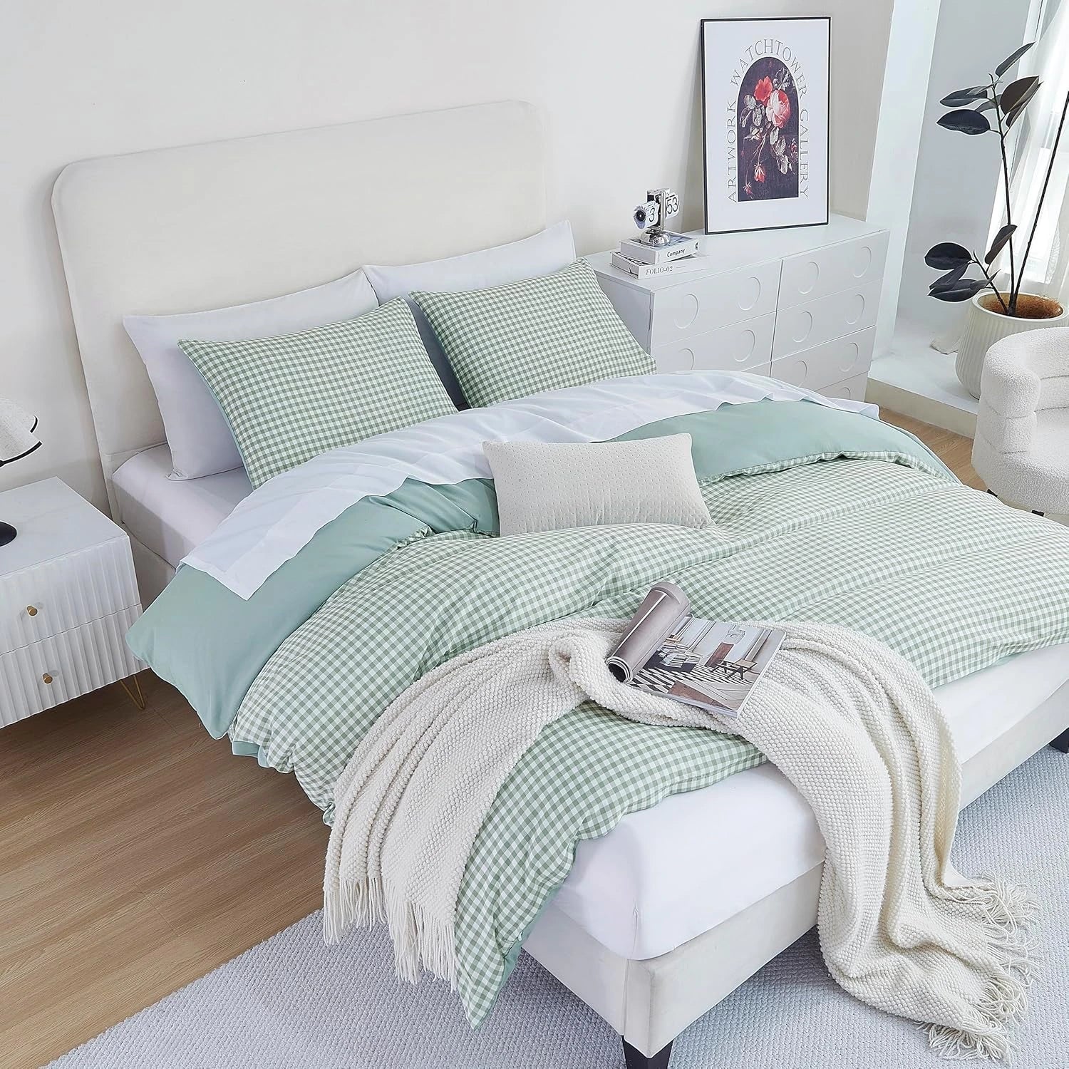 Oli Anderson Reversible Fluffy Checkered Comforter Set - 3 Piece