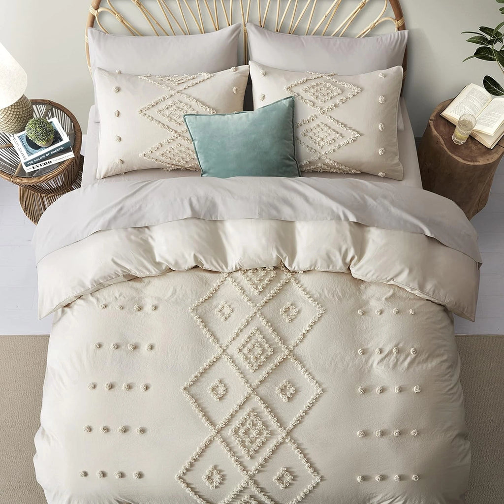 Oli Anderson Tufted Boho Embroidery Duvet Cover Set - 3 Piece