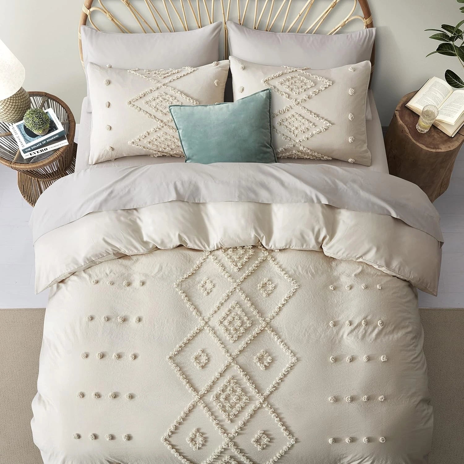 Oli Anderson Tufted Boho Embroidery Duvet Cover Set - 3 Piece