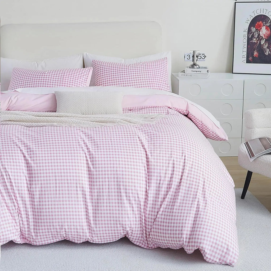 Oli Anderson Reversible Fluffy Checkered Comforter Set - 3 Piece