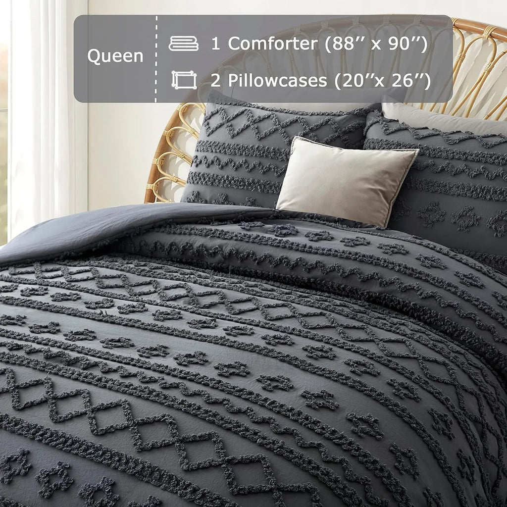 Oli Anderson Tufted Boho Fluffy Comforter Set - 3 Piece