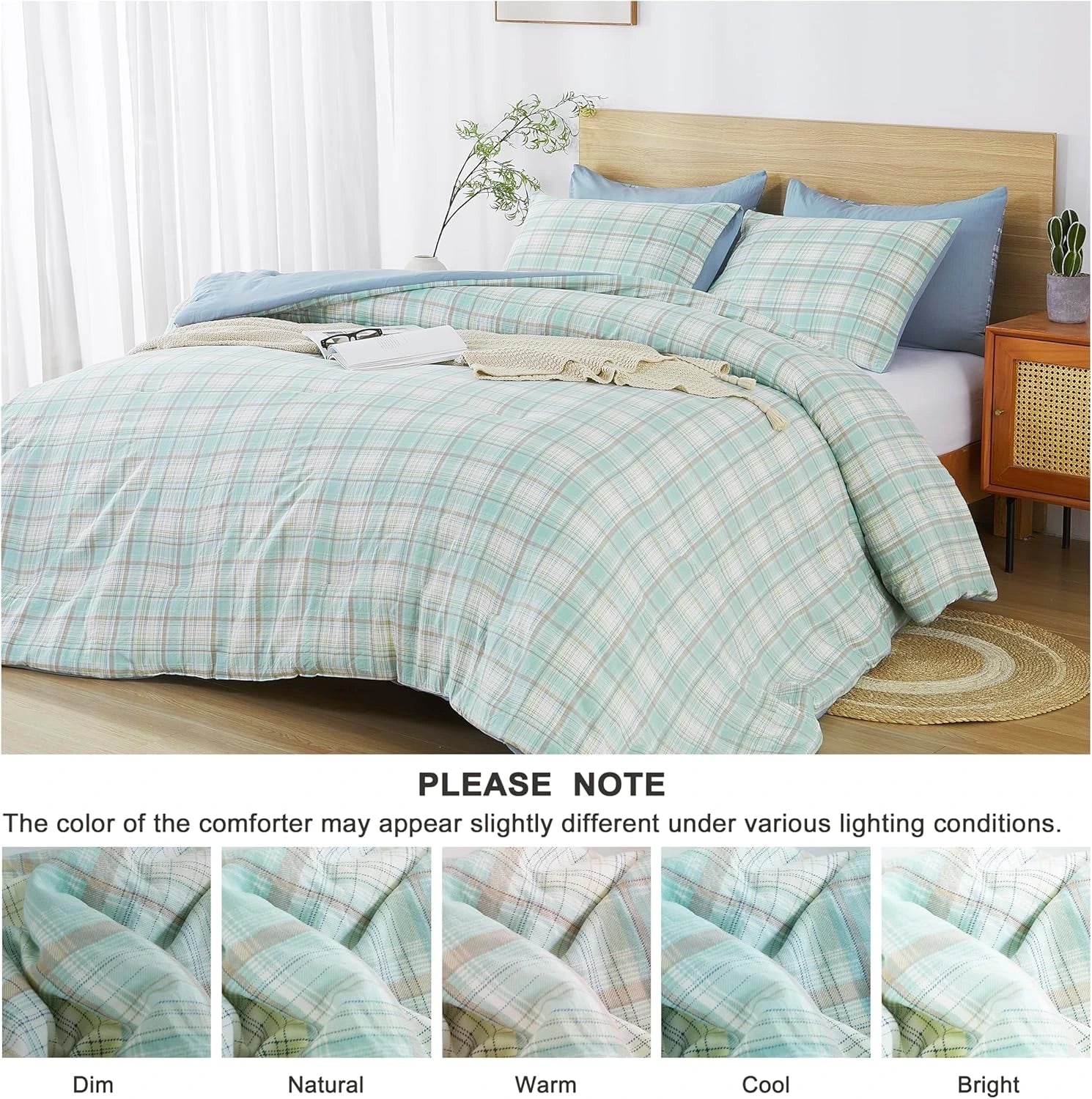 Oli Anderson Reversible Fluffy Checkered Comforter Set - 3 Piece