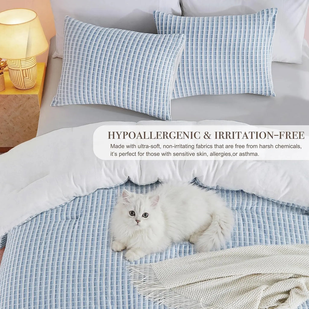 Oli Anderson 100% Cotton Waffle Comforter Set - 3 Piece