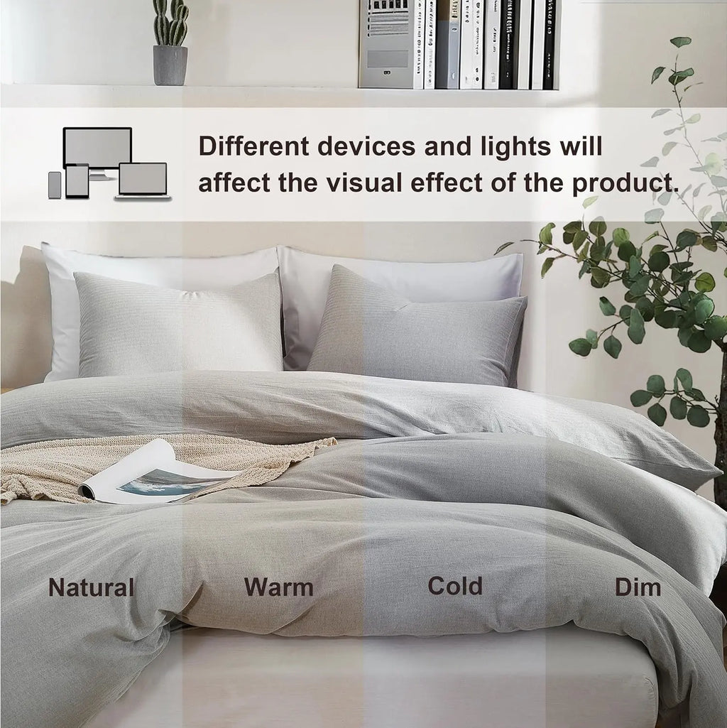 Oli Anderson Washed Cotton Linen Duvet Cover Set - 3 Piece
