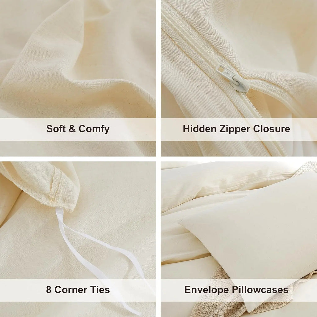 Oli Anderson Washed Cotton Linen Duvet Cover Set - 3 Piece