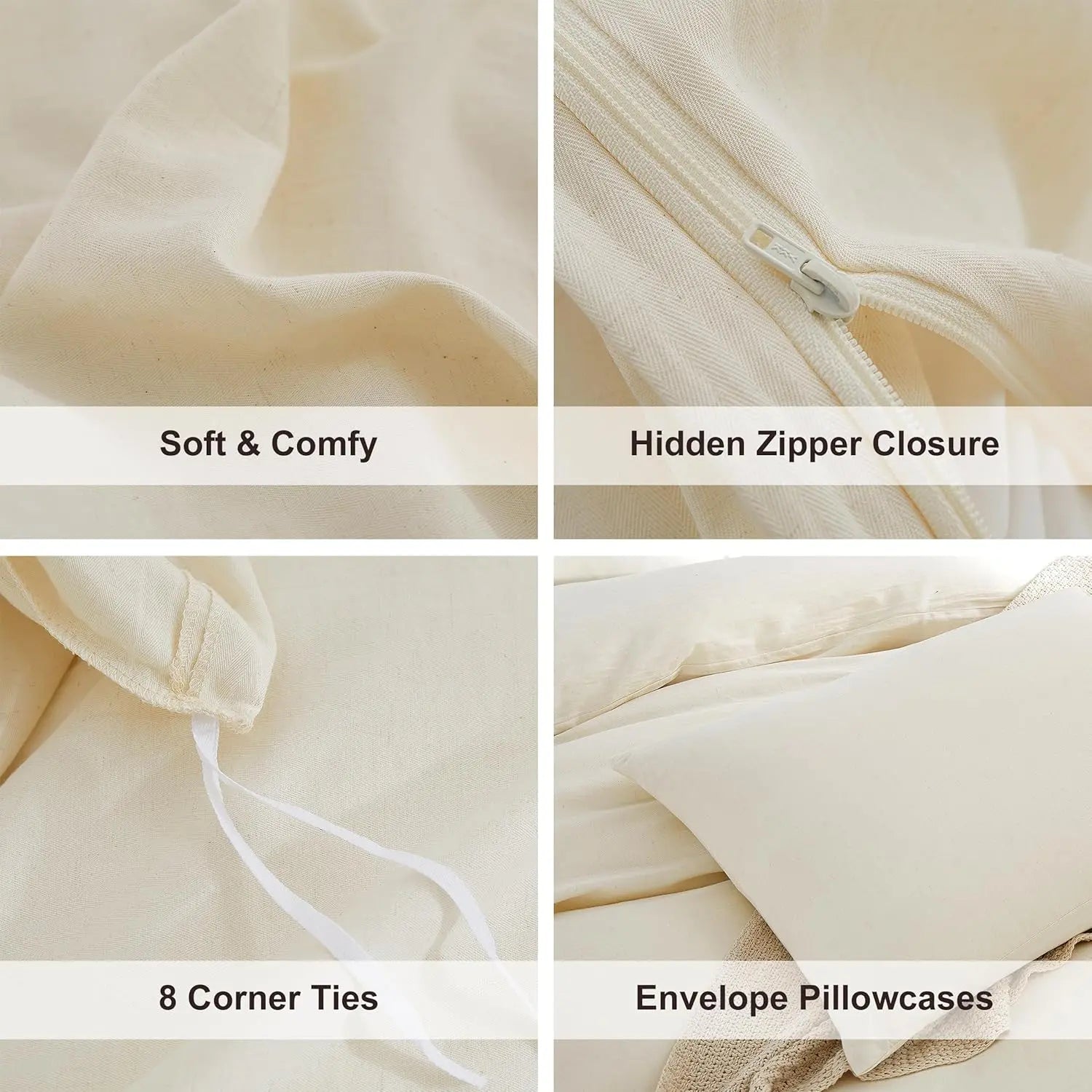 Oli Anderson Washed Cotton Linen Duvet Cover Set - 3 Piece