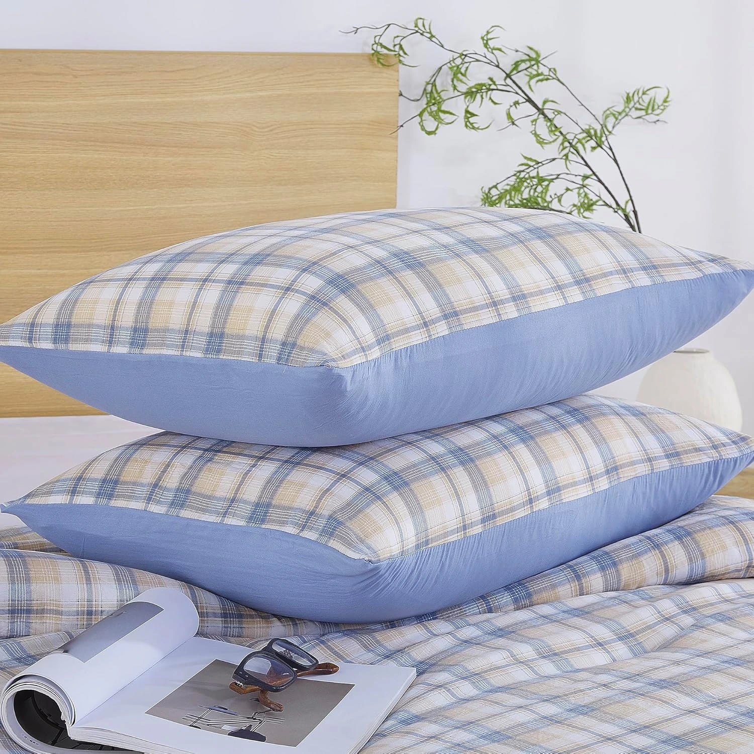 Oli Anderson Reversible Fluffy Checkered Comforter Set - 3 Piece