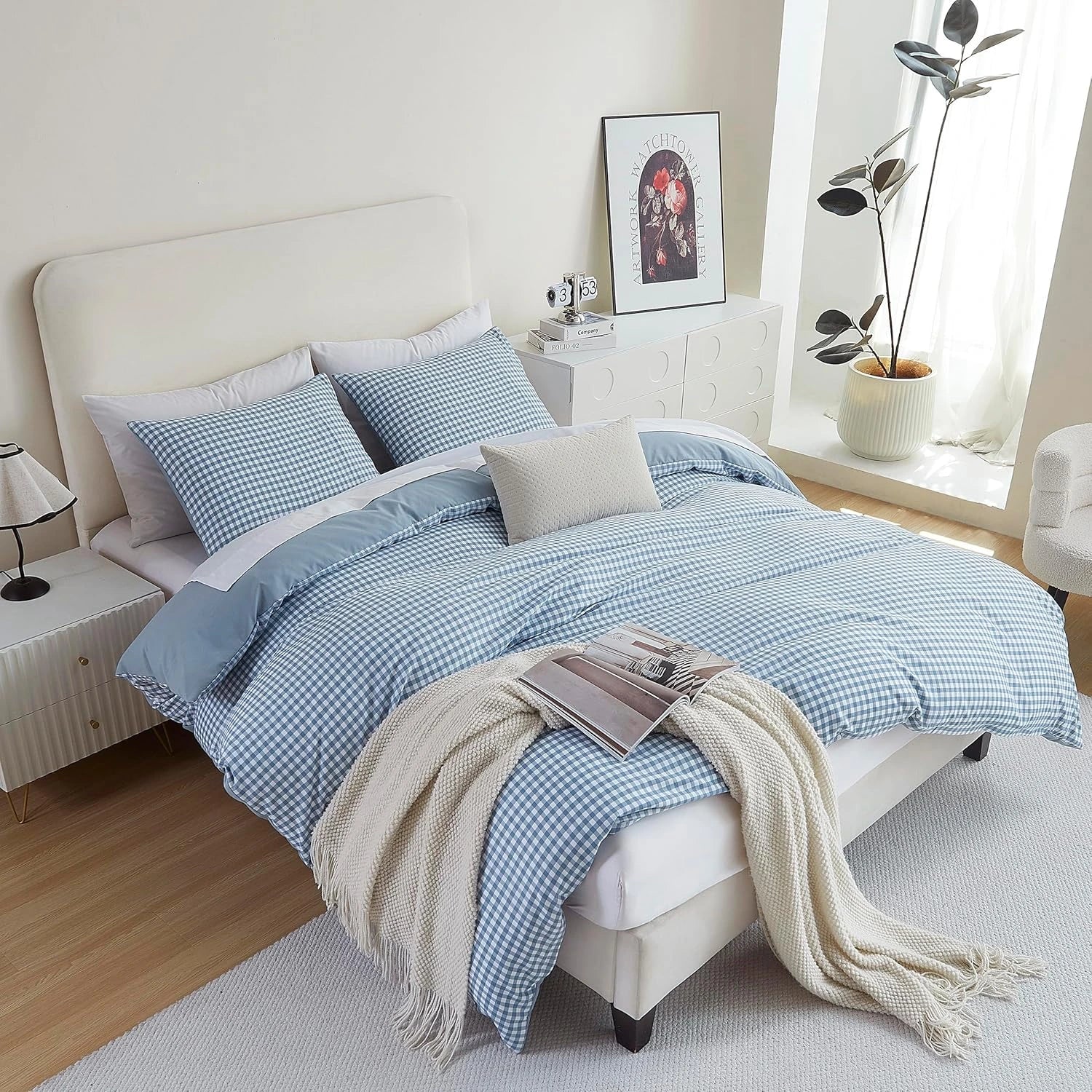 Oli Anderson Reversible Fluffy Checkered Comforter Set - 3 Piece