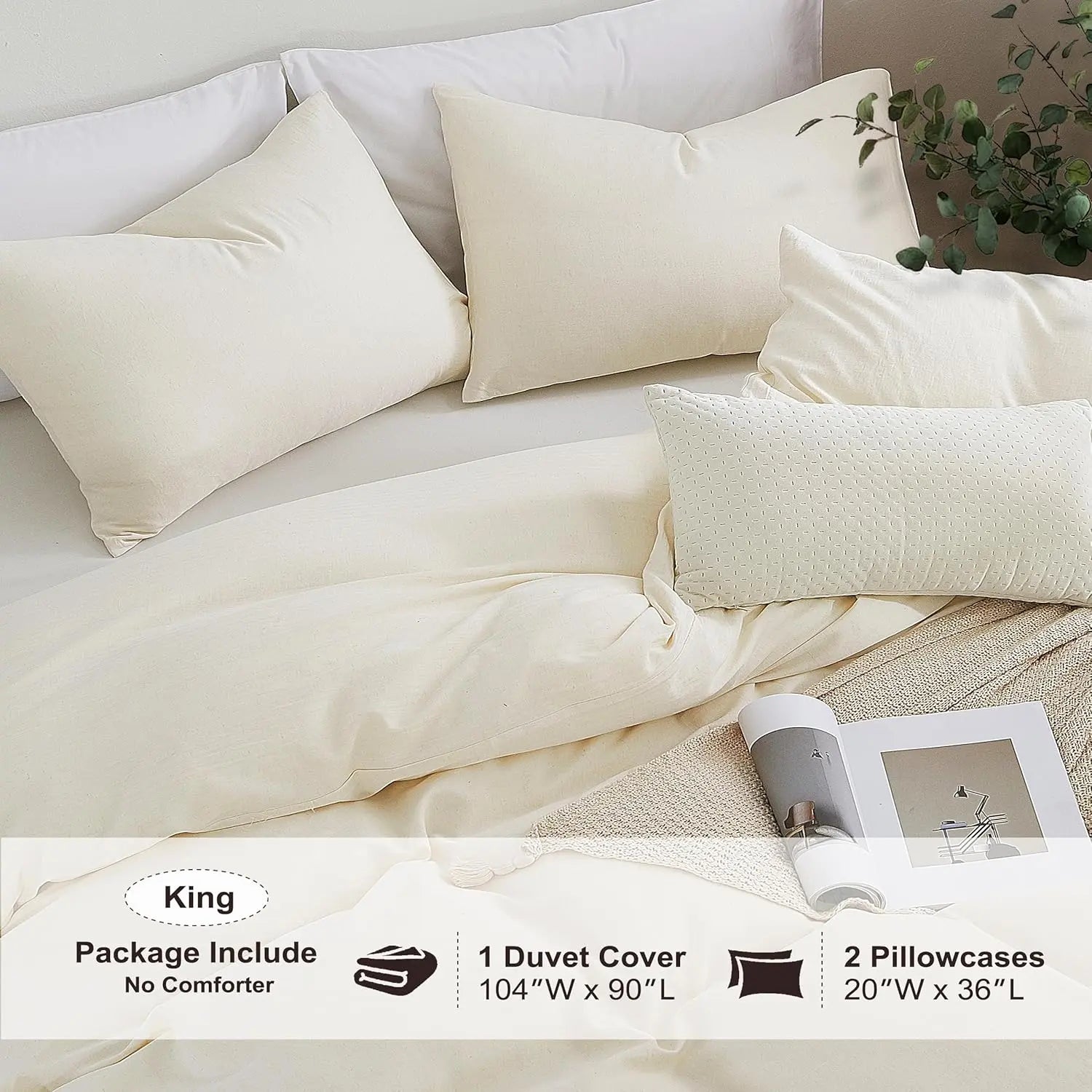 Oli Anderson Washed Cotton Linen Duvet Cover Set - 3 Piece