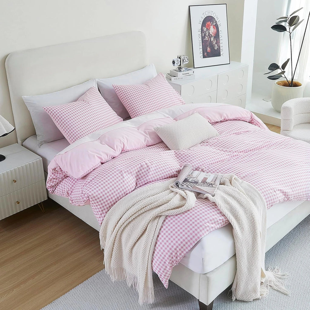 Oli Anderson Reversible Fluffy Checkered Comforter Set - 3 Piece