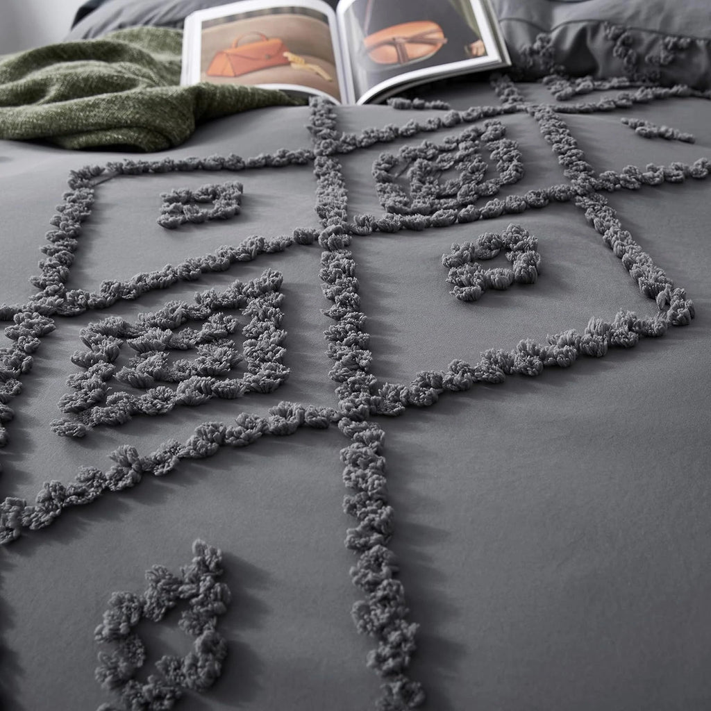 Oli Anderson Tufted Boho Embroidery Duvet Cover Set - 3 Piece