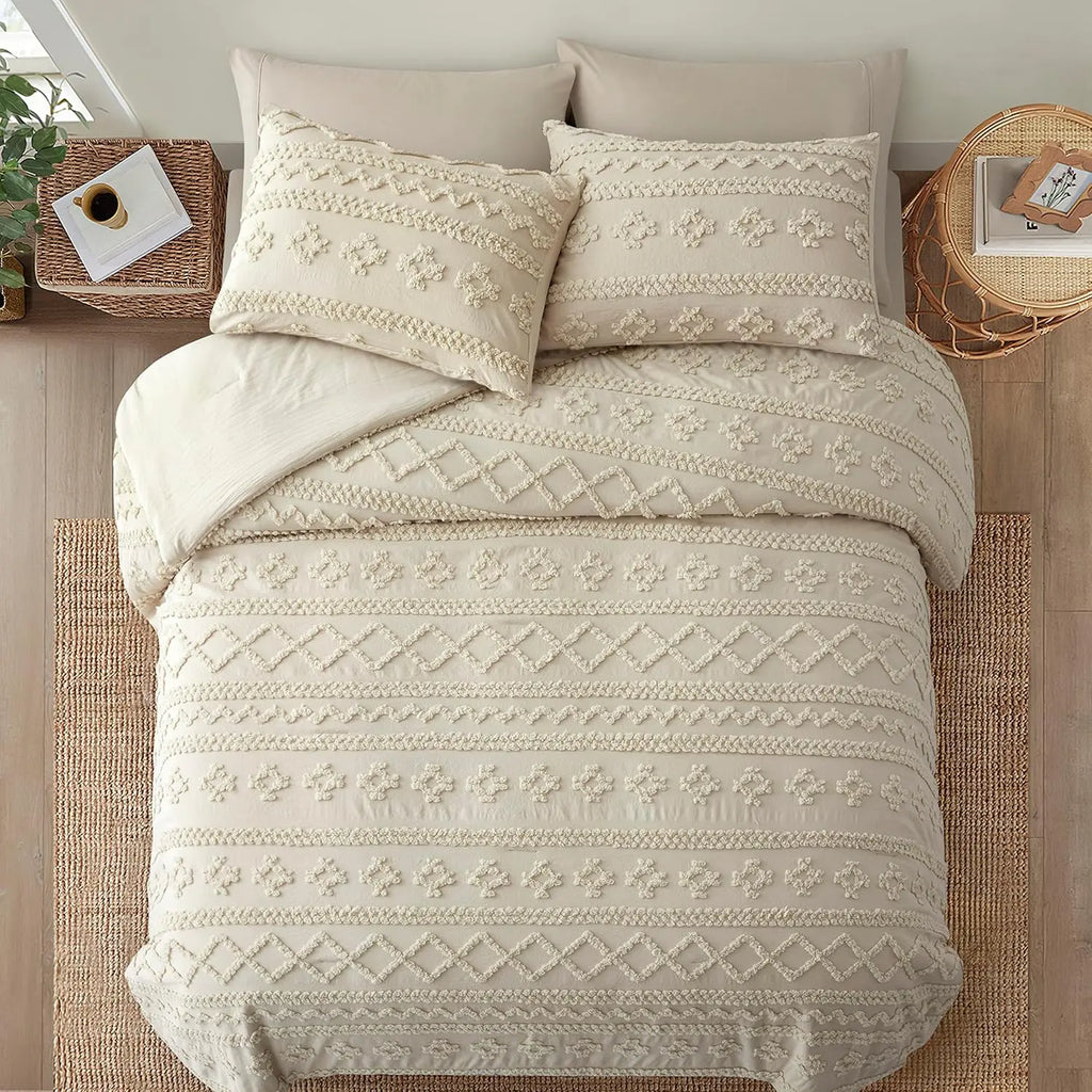 Oli Anderson Tufted Boho Fluffy Comforter Set - 3 Piece
