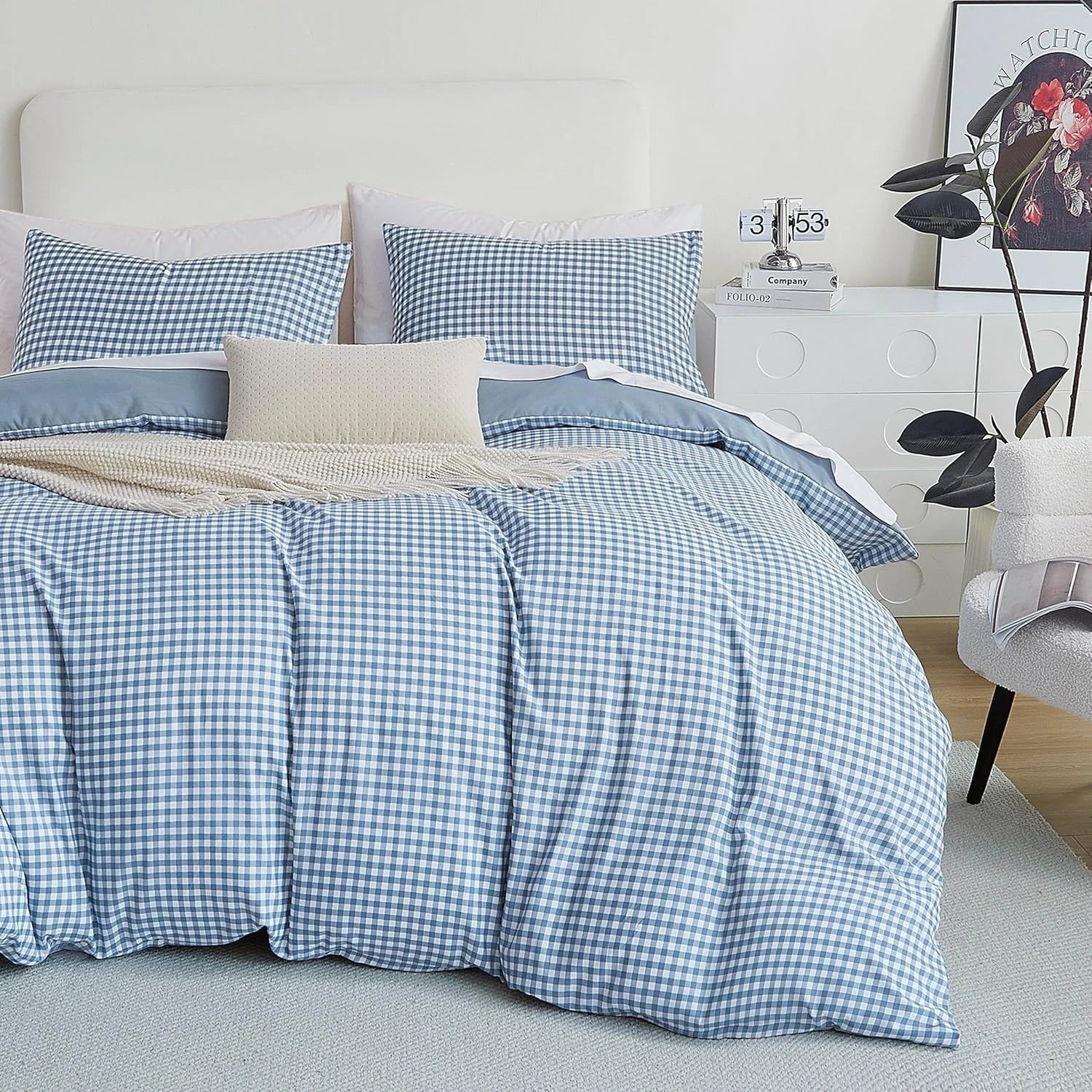 Oli Anderson Reversible Fluffy Checkered Comforter Set - 3 Piece