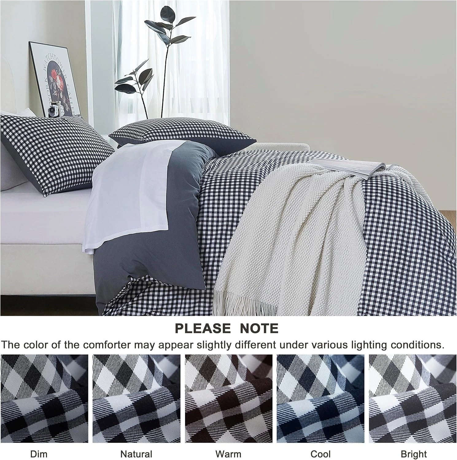 Oli Anderson Reversible Fluffy Checkered Comforter Set - 3 Piece