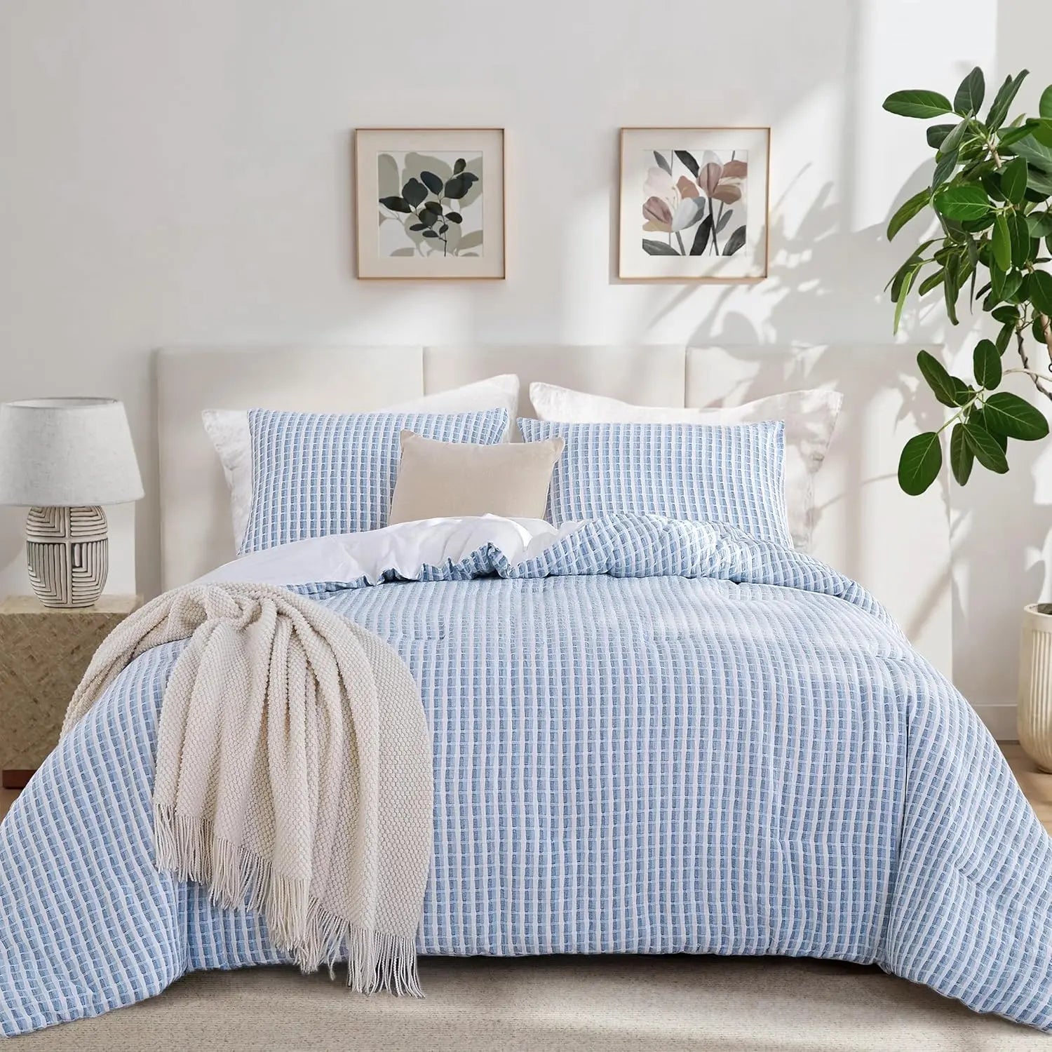 Oli Anderson 100% Cotton Waffle Comforter Set - 3 Piece