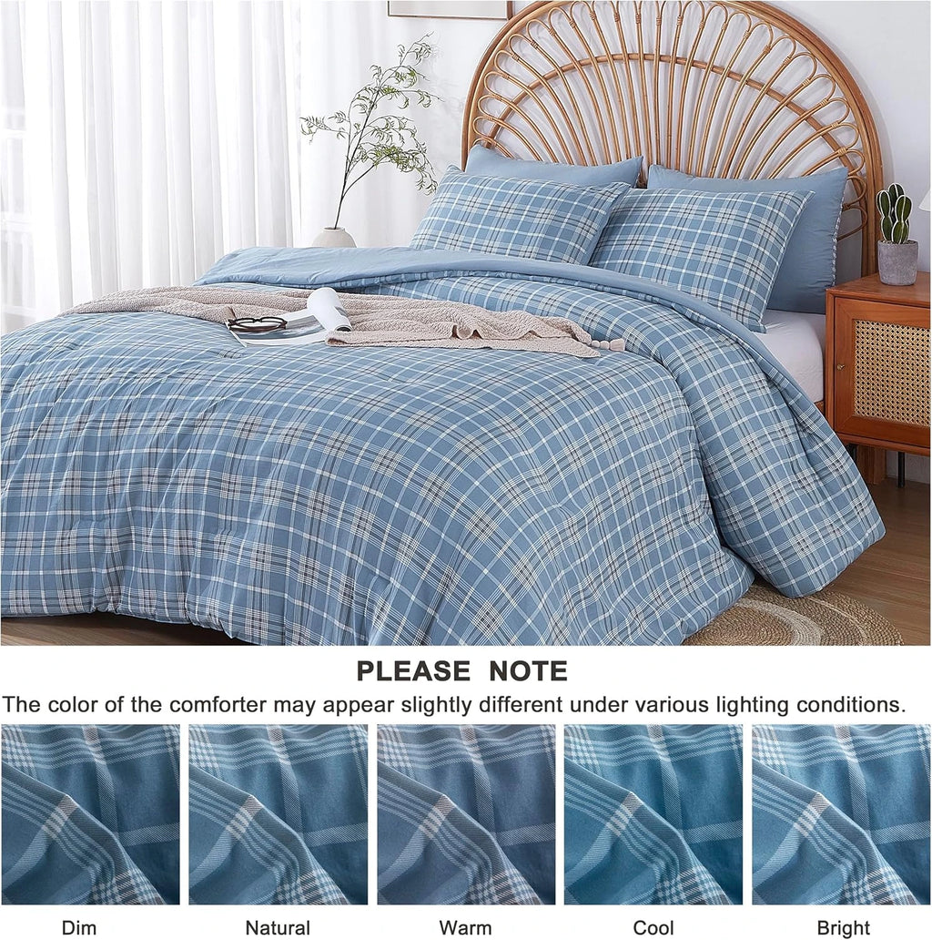 Oli Anderson Reversible Fluffy Checkered Comforter Set - 3 Piece
