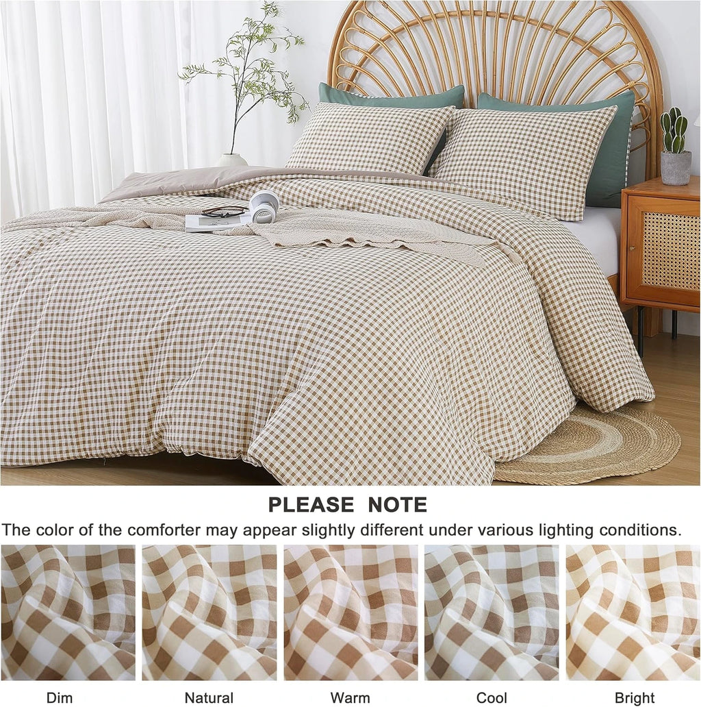 Oli Anderson Reversible Fluffy Checkered Comforter Set - 3 Piece