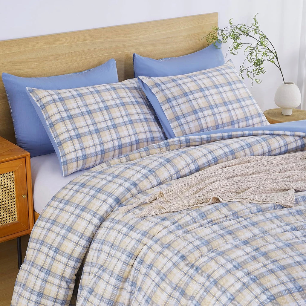 Oli Anderson Reversible Fluffy Checkered Comforter Set - 3 Piece