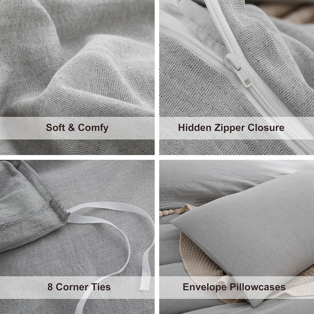 Oli Anderson Washed Cotton Linen Duvet Cover Set - 3 Piece