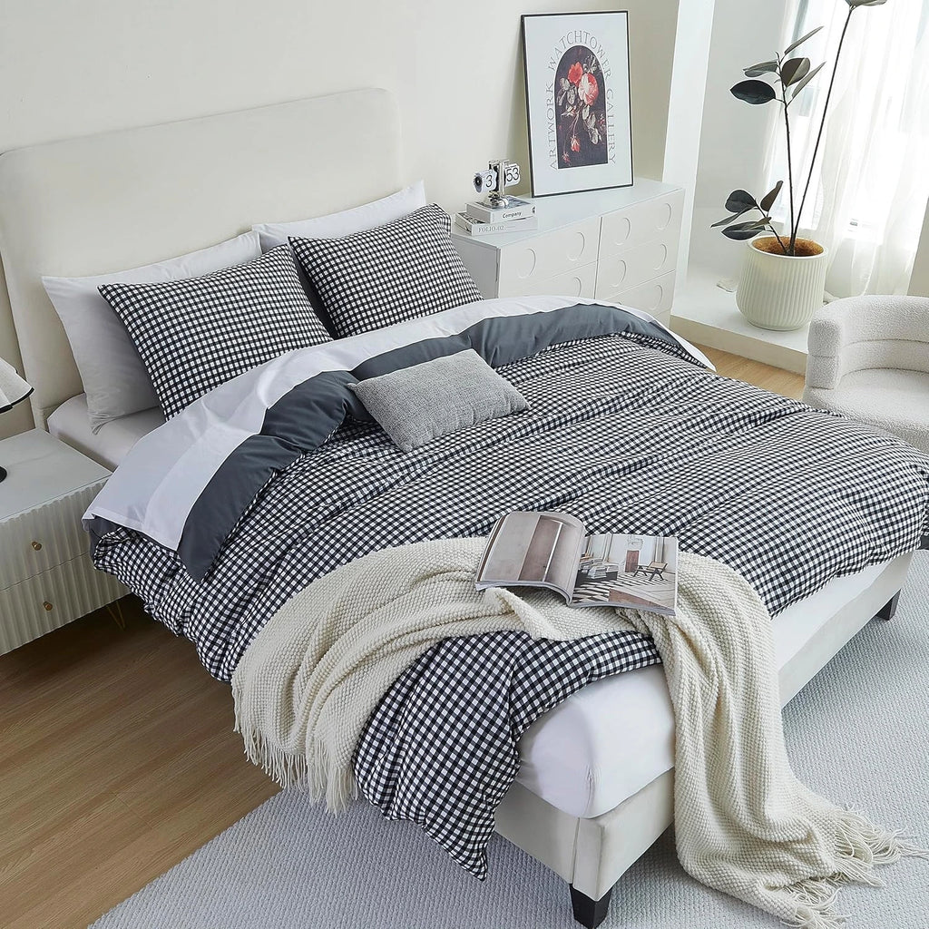 Oli Anderson Reversible Fluffy Checkered Comforter Set - 3 Piece